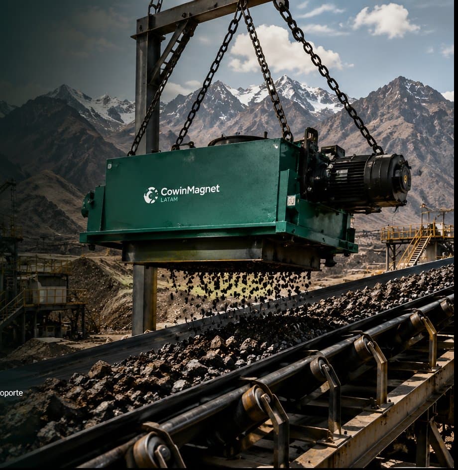 Cowinmagnet suspended magnetic separator and conveyor protection system in South America mining operation