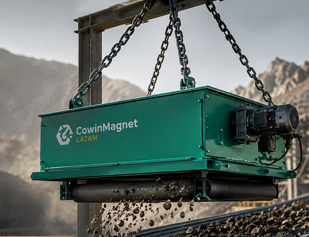 RCYD permanent magnet self dumping iron remover on conveyor